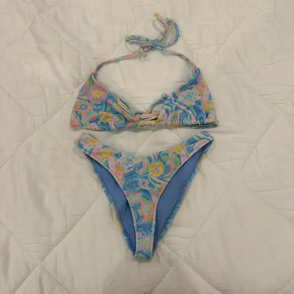 frankies bikinis pastel floral bikini set